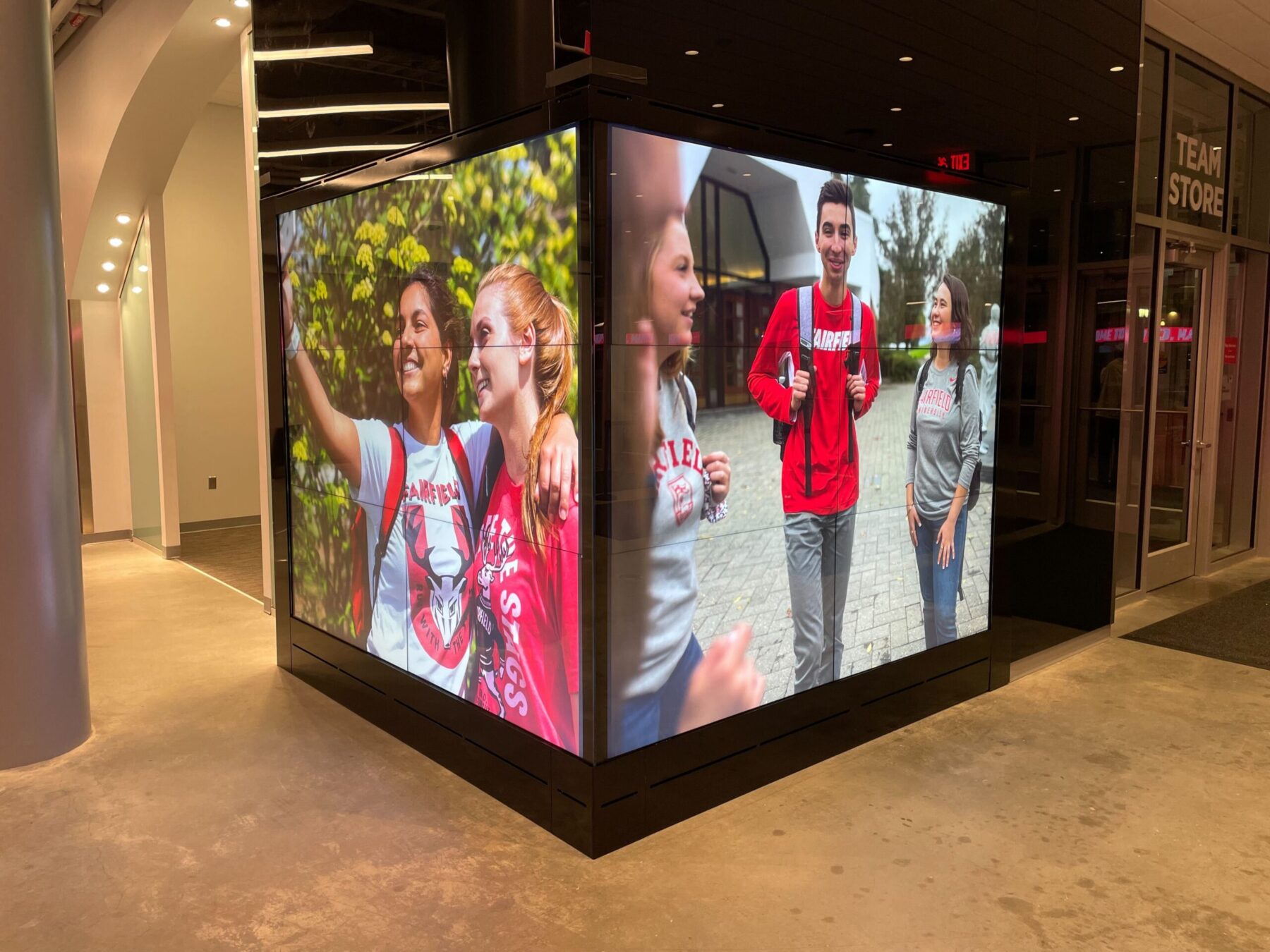 LED video wall wrapping around the corner