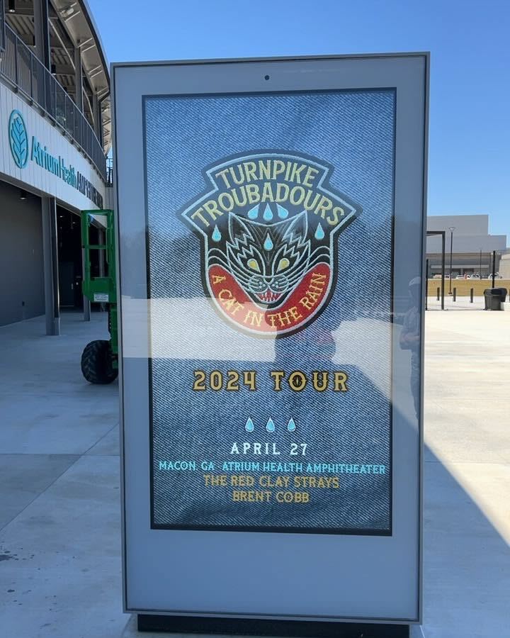 Vertical outdoor digital signage at the Macon Amphitheater