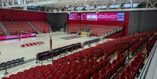 Basketball court with large scale digital signage